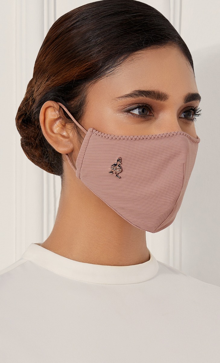 Textured Jersey Face Mask (Ear-loop) with nanotechnology in Rose Tart