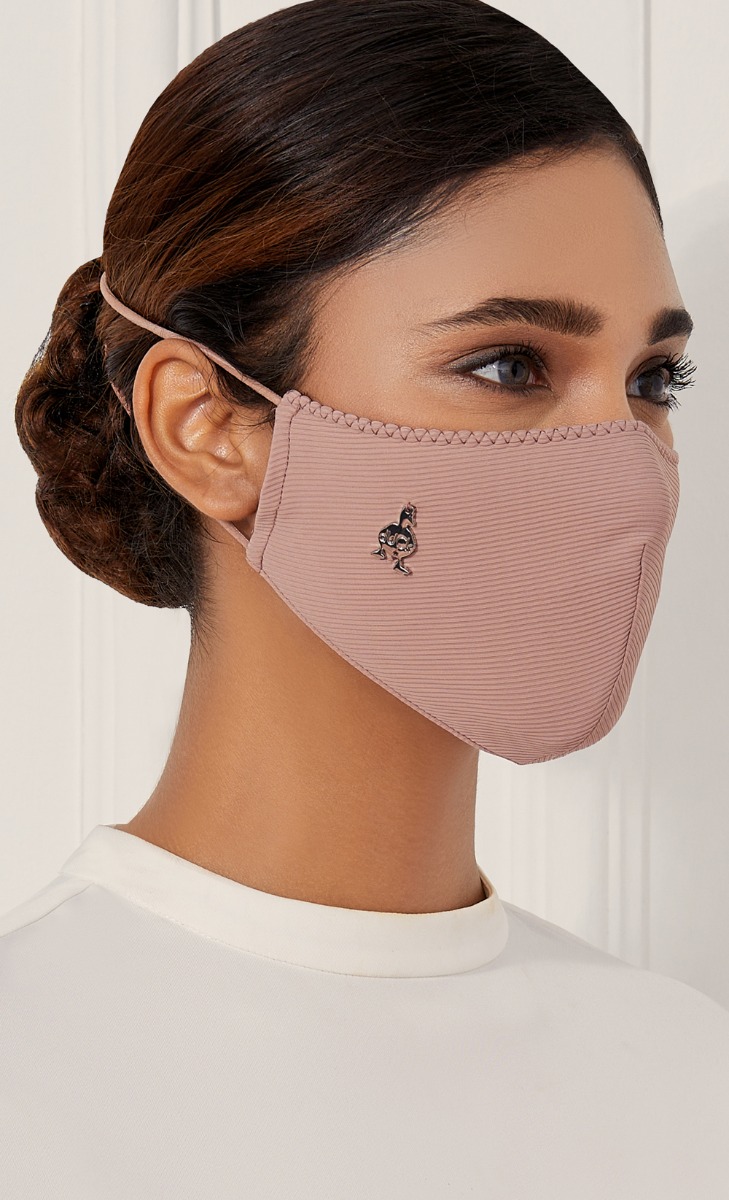 Textured Jersey Face Mask (Head-loop) with nanotechnology in Rose Tart