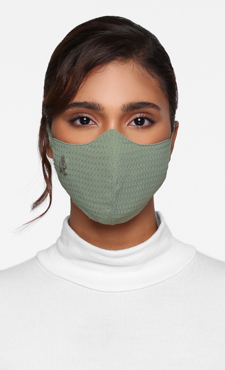 Textured Face Mask (Tie-back) in Rosemary image 2