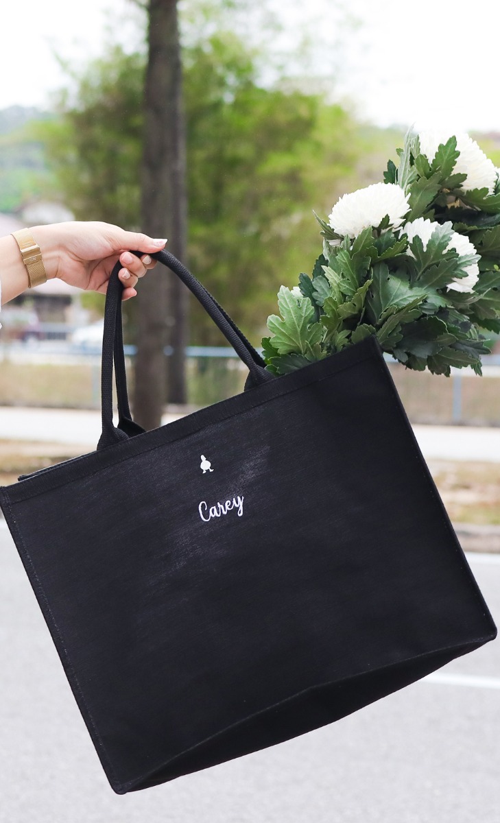 The dUCk  Mini Shopping Bag with pocket - Classic Black (Personalise It)