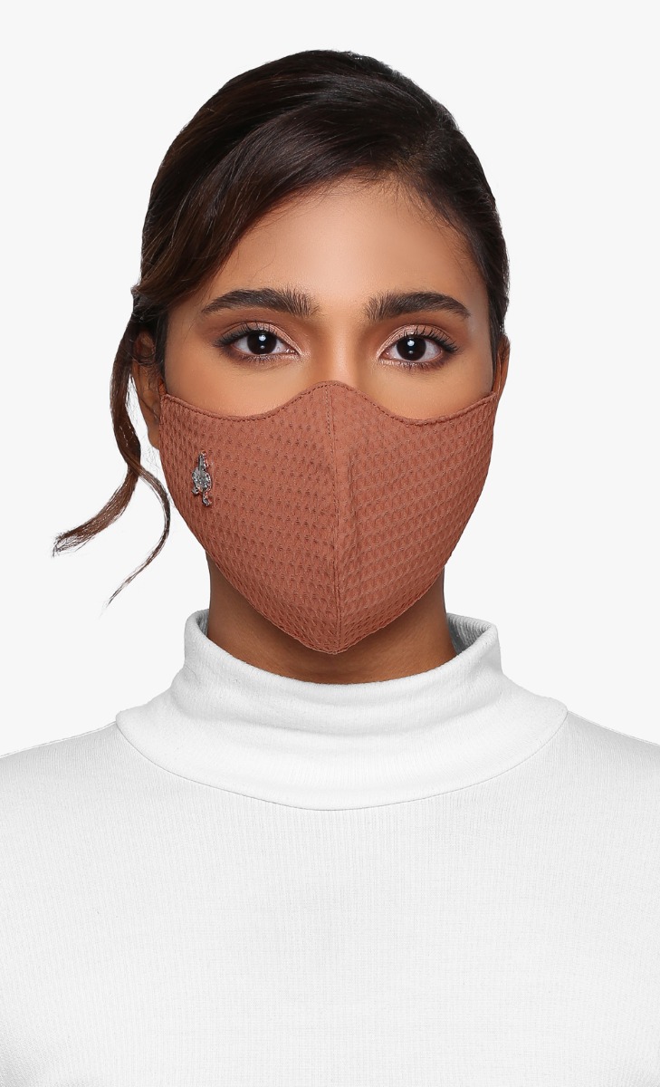 Textured Face Mask (Ear-loop) in Sienna image 2
