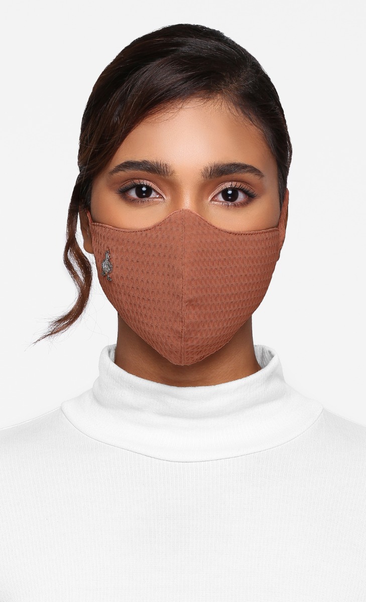 Textured Face Mask (Tie-back) in Sienna image 2