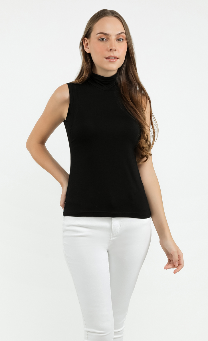 Sleeveless With Opening Inner Top in Black