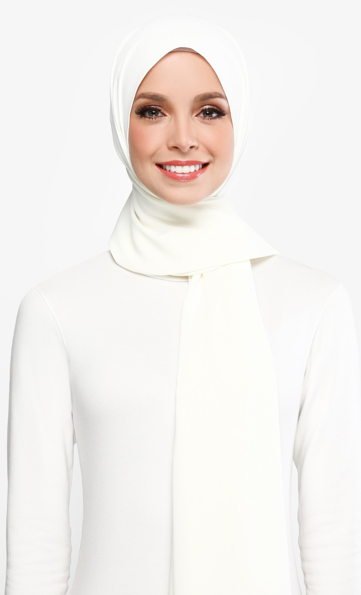 Sofya Half Moon Scarf In Cream