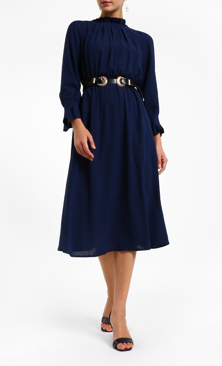 Sally Long Slim Dress in Blue