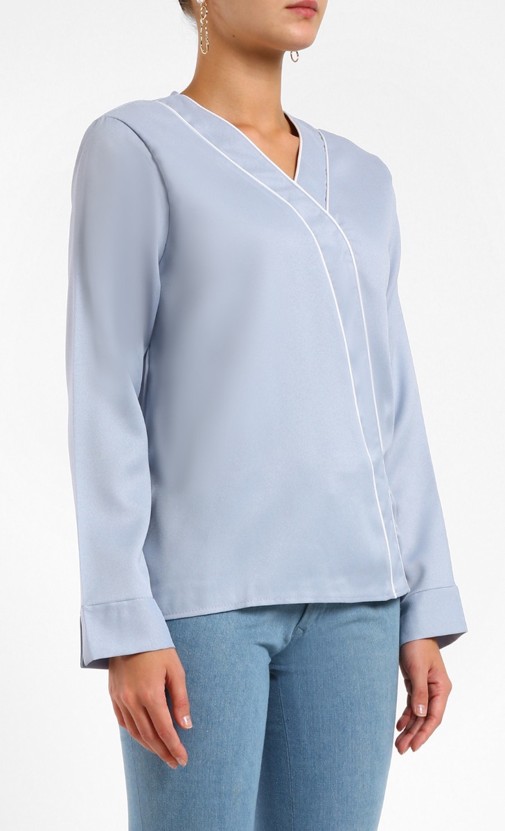 Odelia Long Sleeve Blouse in Grey image 2