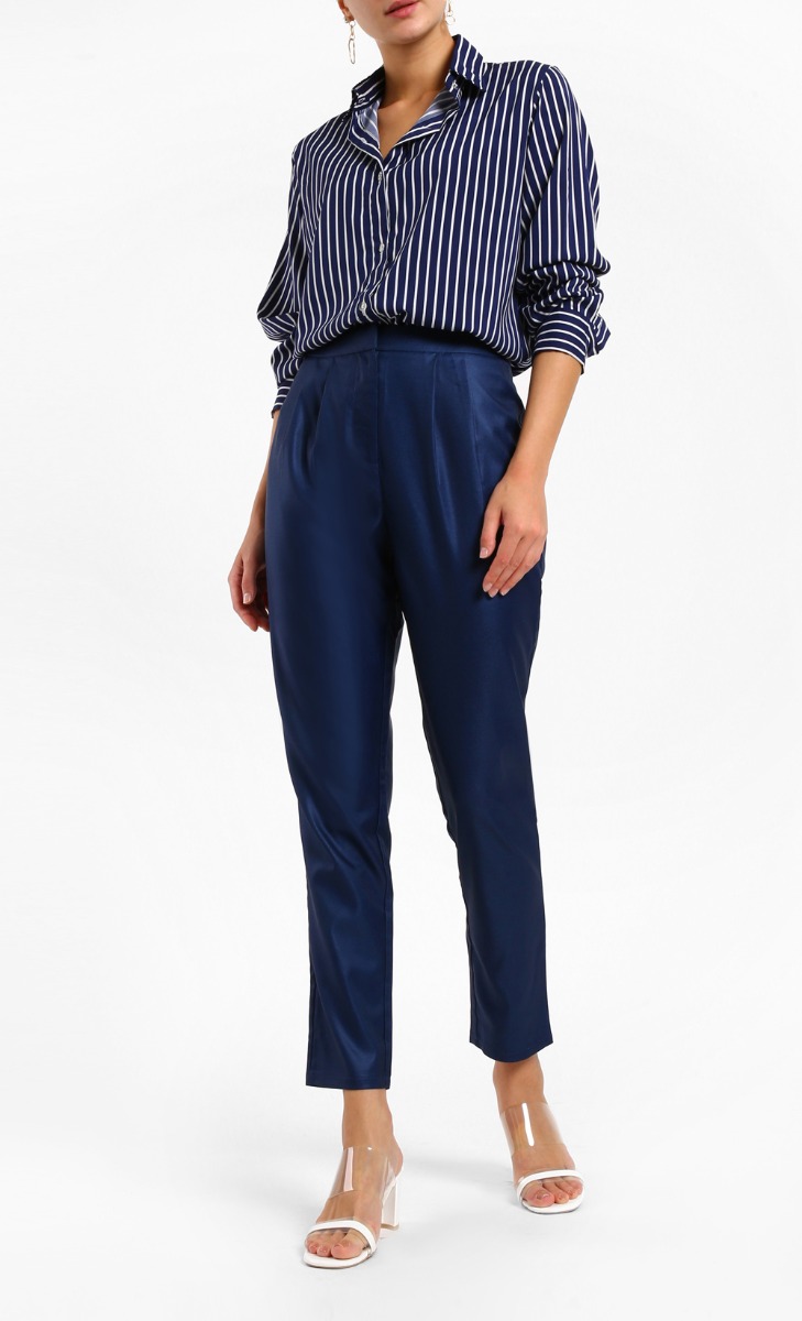 Hannah Stripe Long Sleeve Shirt in Blue