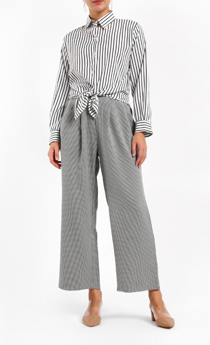 Hannah Stripe Long Sleeve Shirt in White