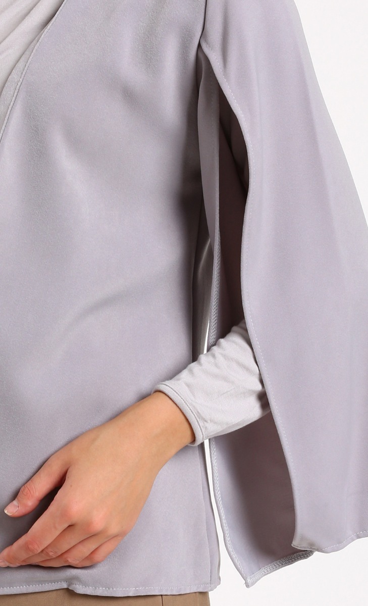 Zanna Arm Shawl Top in Grey image 2