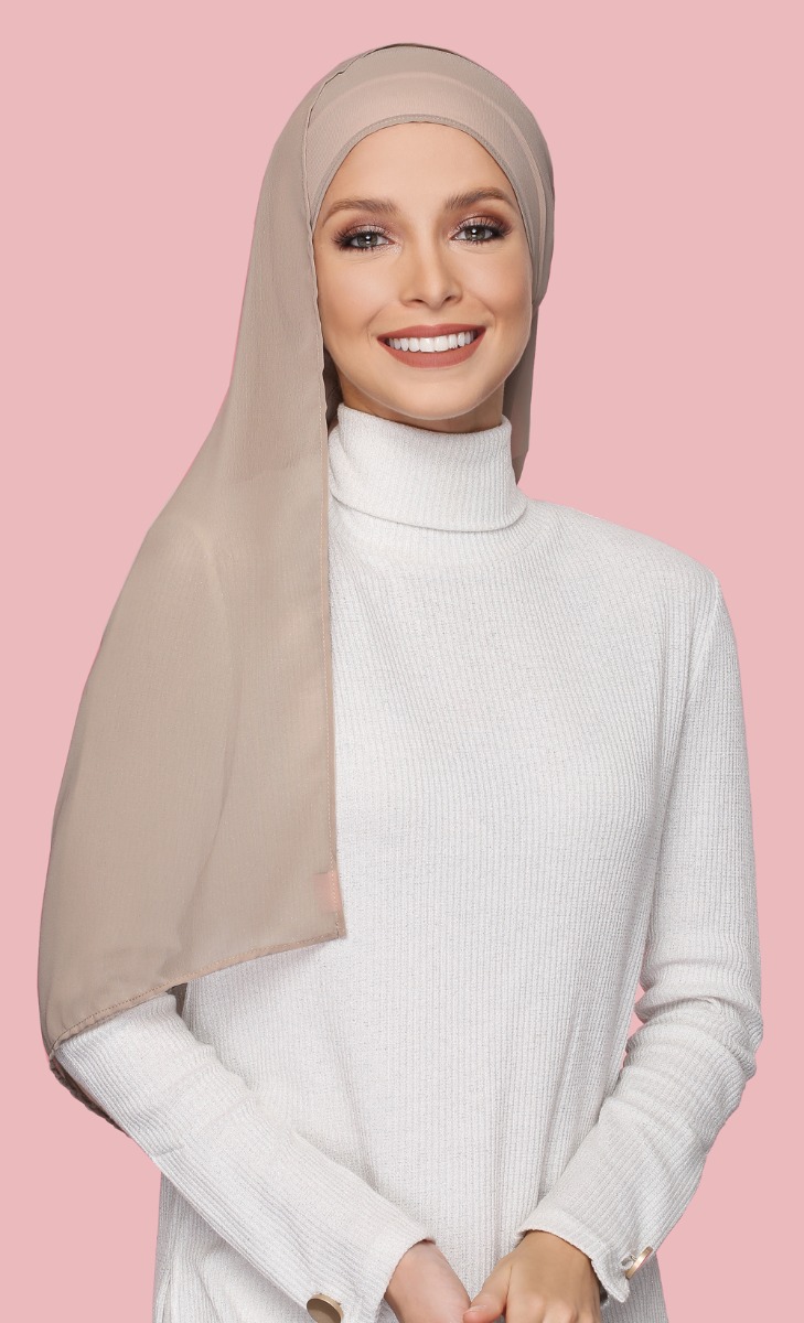 Geneva Georgette Chiffon Hijab in Taupe