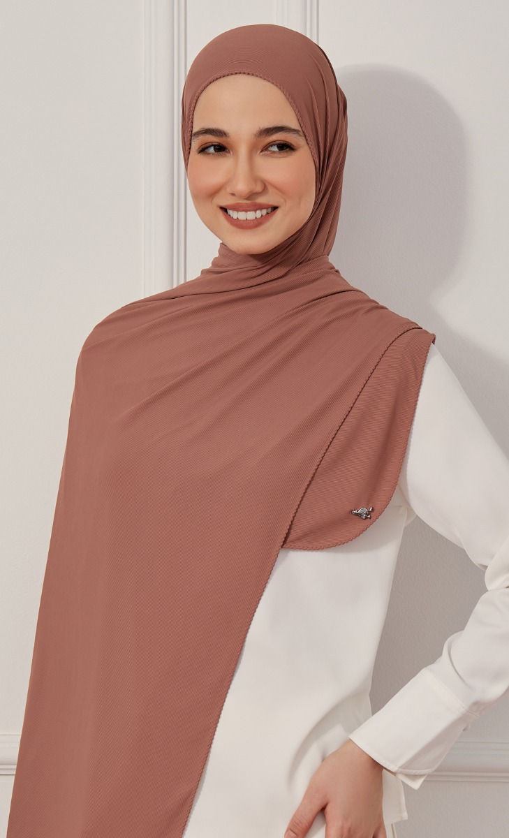 Textured Jersey Shawl with nanotechnology in Terracotta