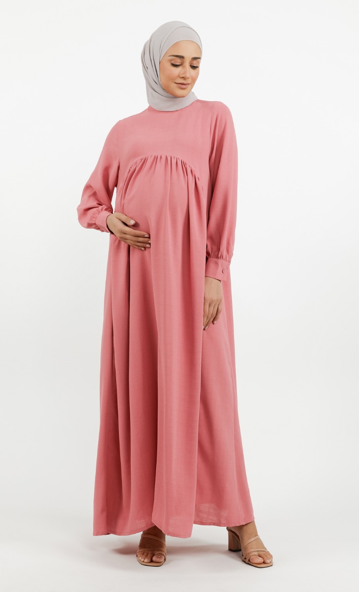 Textured Gathered Dress in Berry