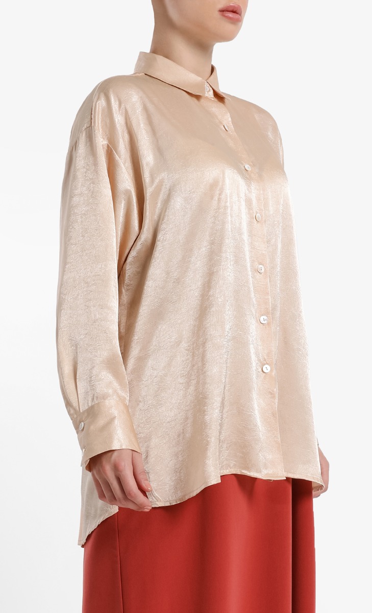 Textured Satin Blouse in Champagne image 2