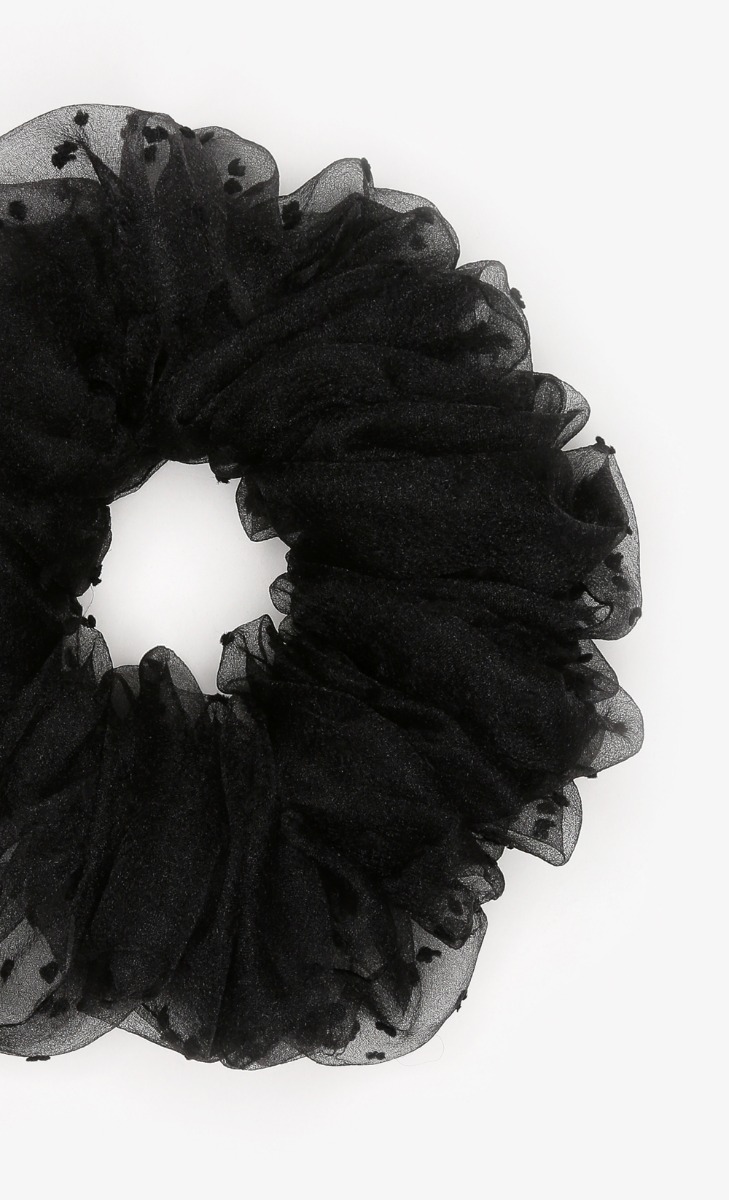 Textured Scrunchie in Black image 2