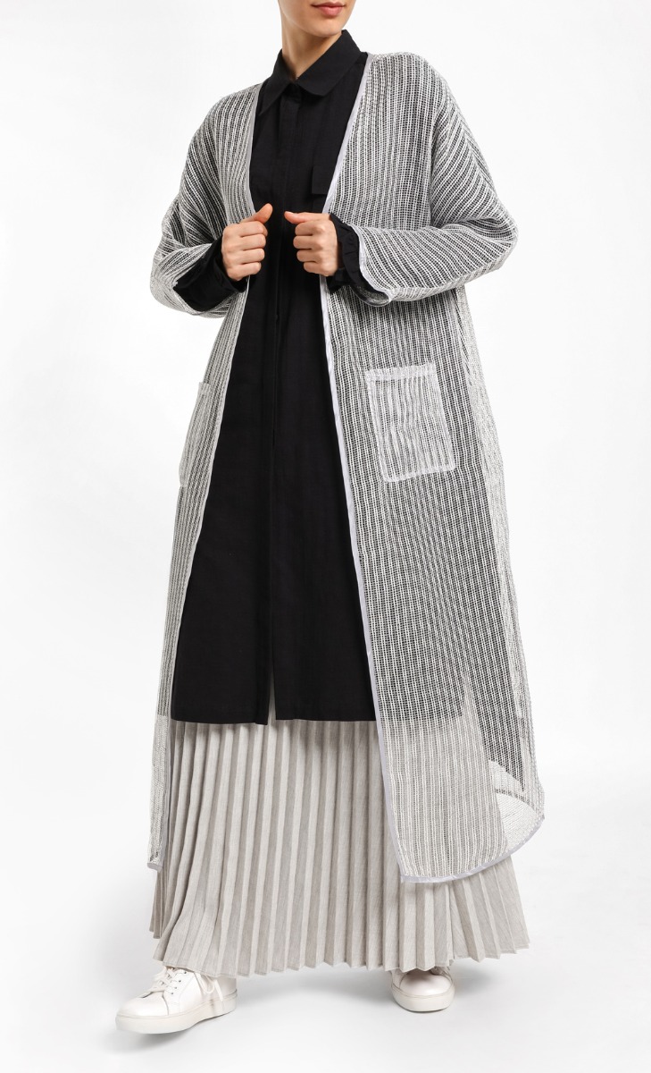 Textured Weave Outerwear in Grey image 2