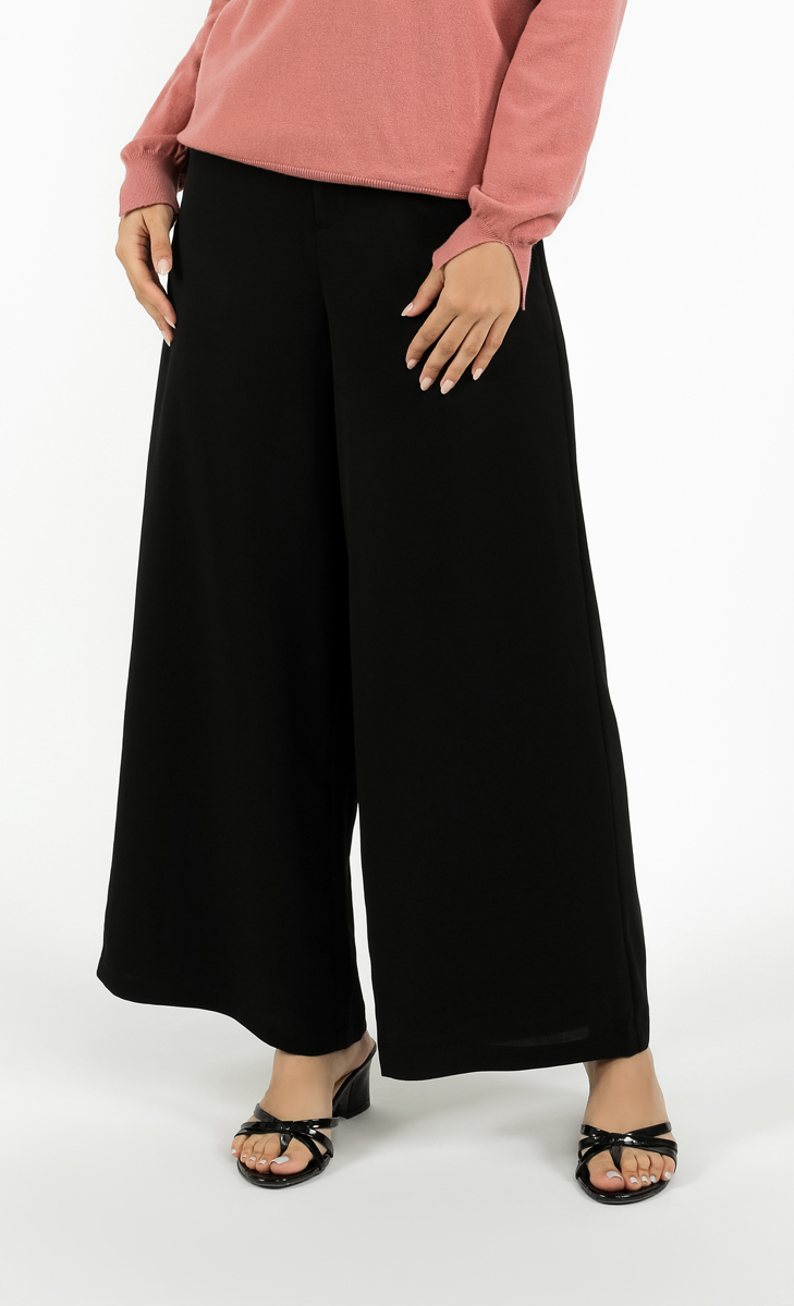 Textured Wide Pants in Black