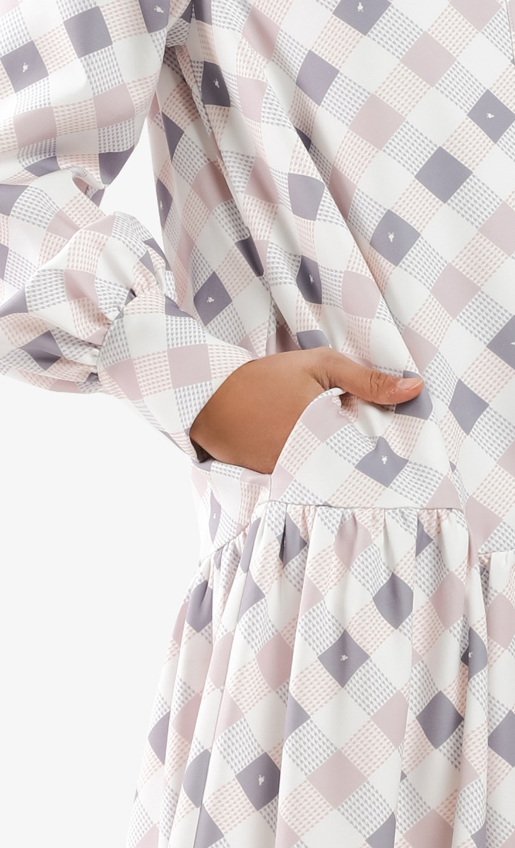 The Checkered Edit Tiered Dress in Tubular image 2