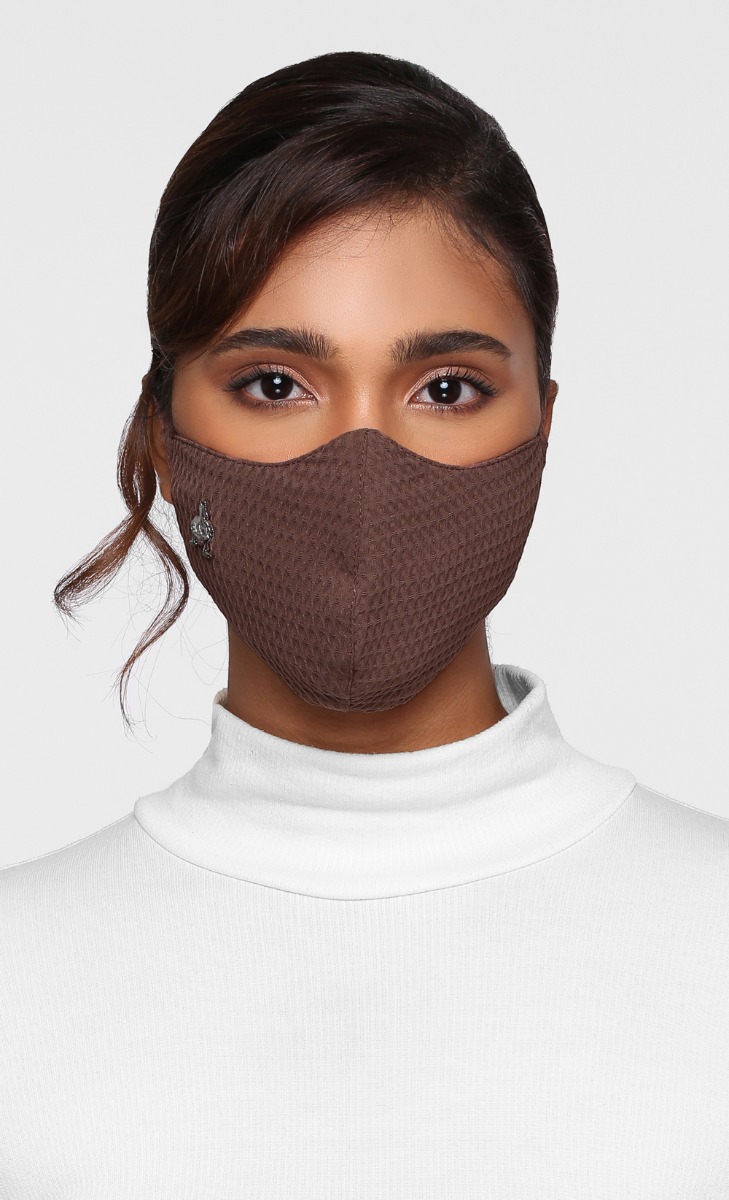 Textured Face Mask (Tie-back) in Toffee image 2