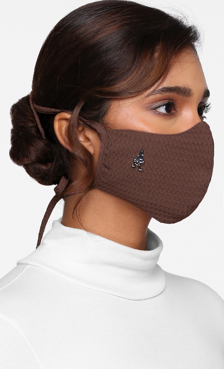 Textured Face Mask (Tie-back) in Toffee
