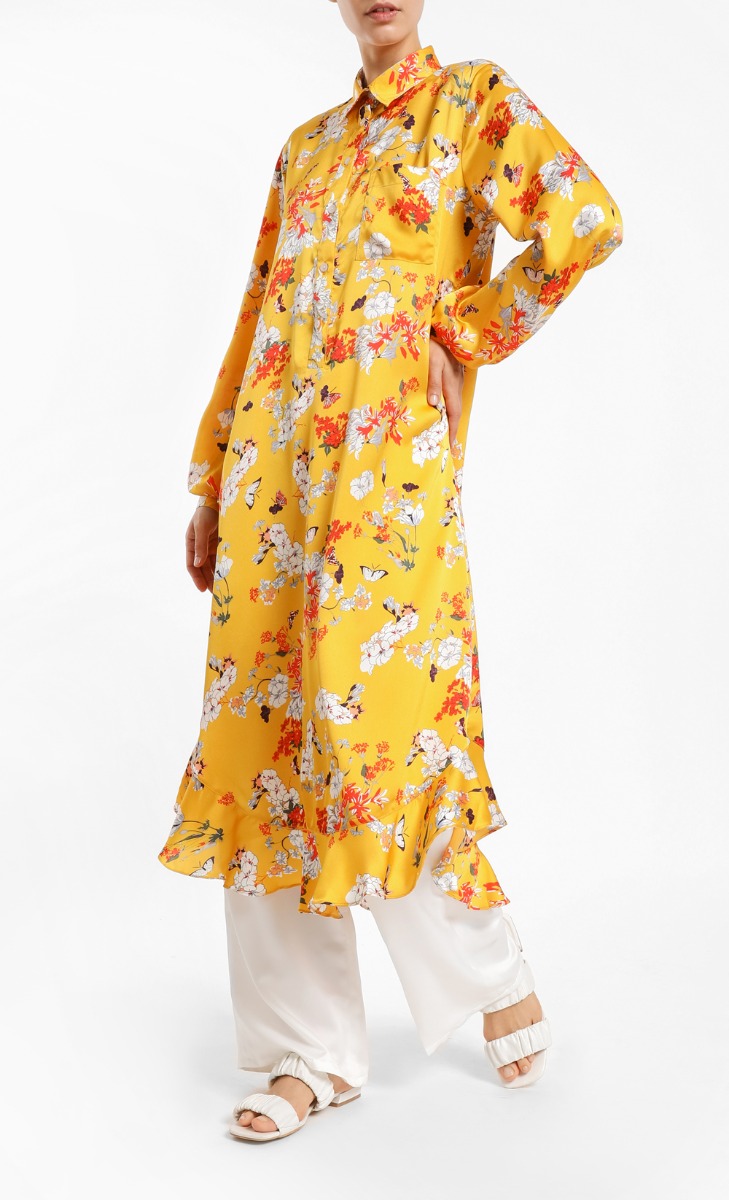 Tessa Floret Dress in Yellow