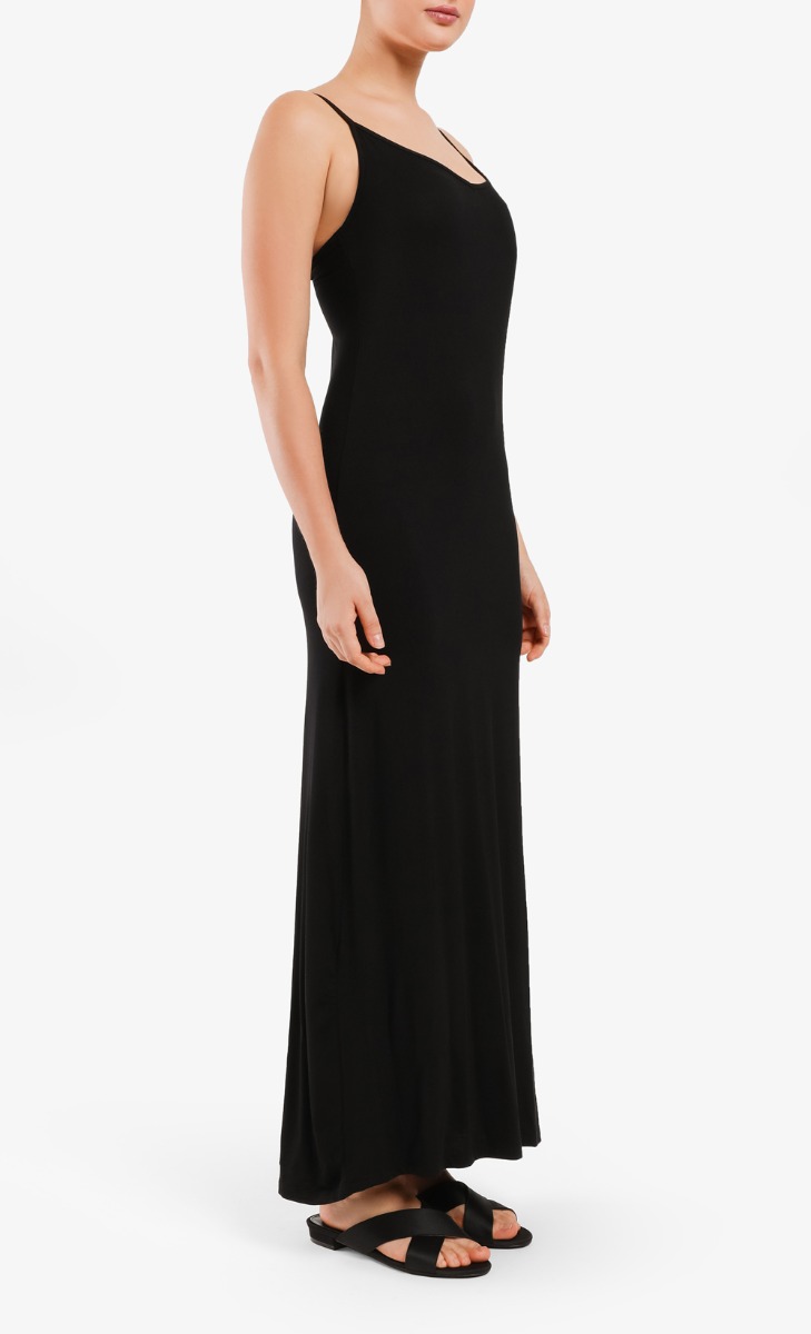 V-Neck Camisole Dress In Black | FashionValet