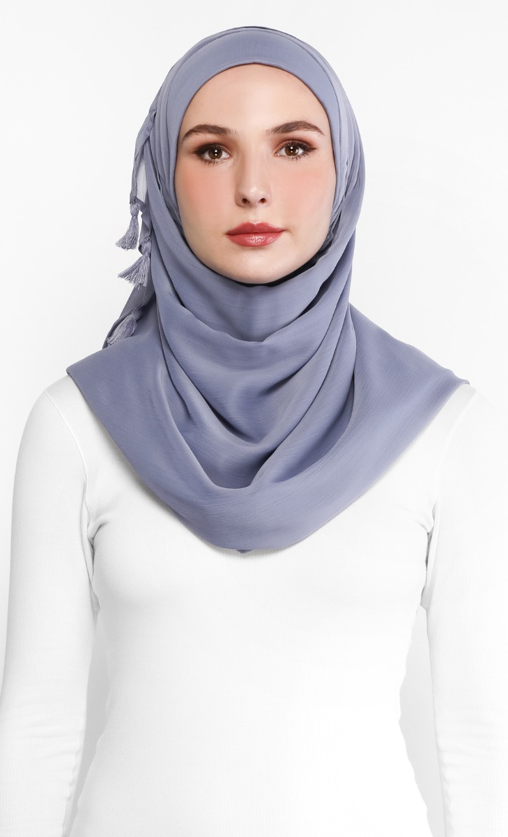 Voila Maxi Plain Scarf In Blue Granite