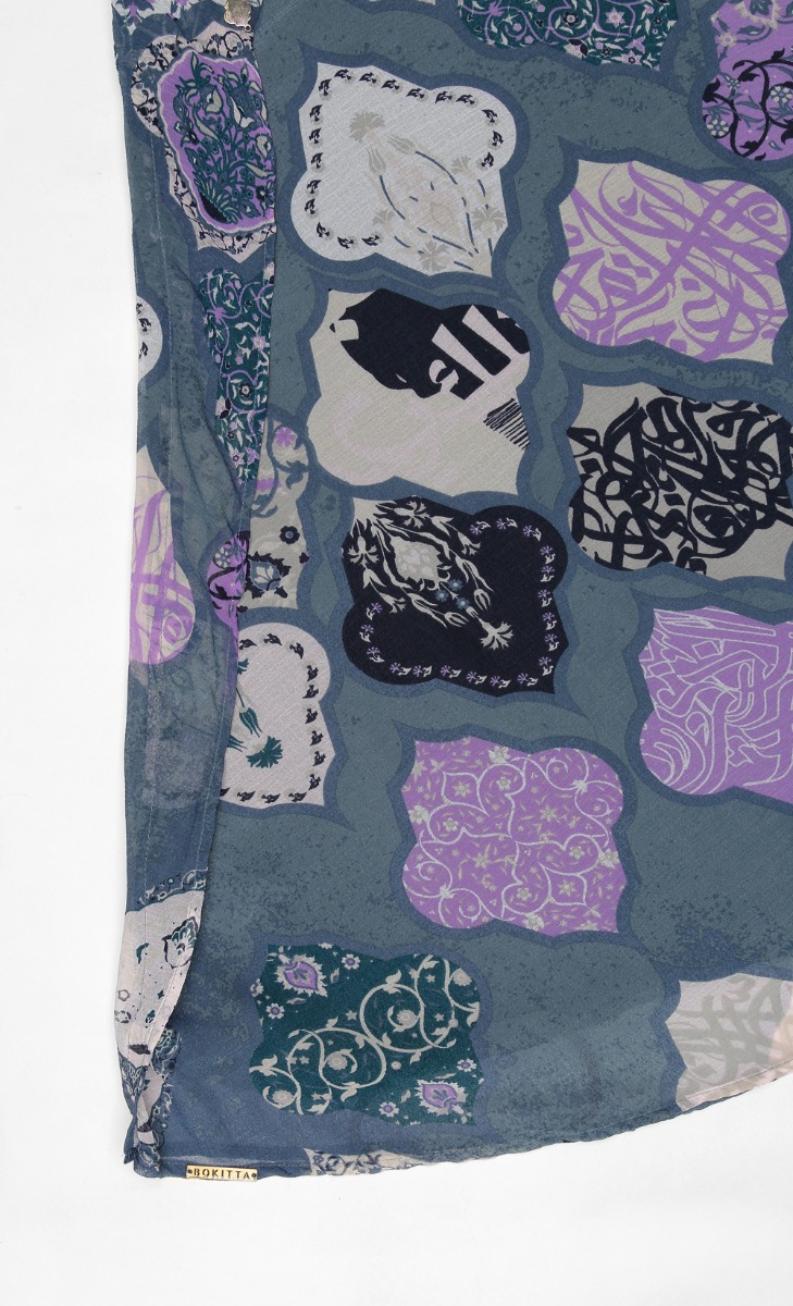 Voila Mini Printed Scarf in Dunyazad Blue image 2