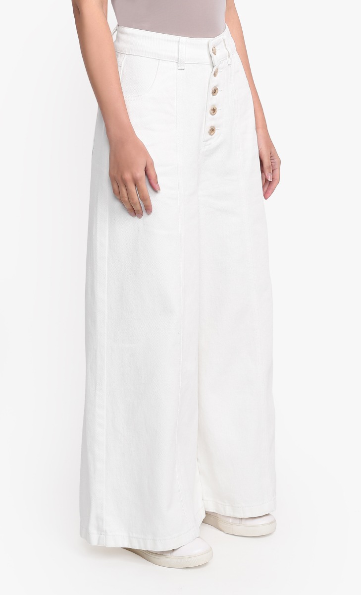 dUCk Basic Wide Leg Jeans in White