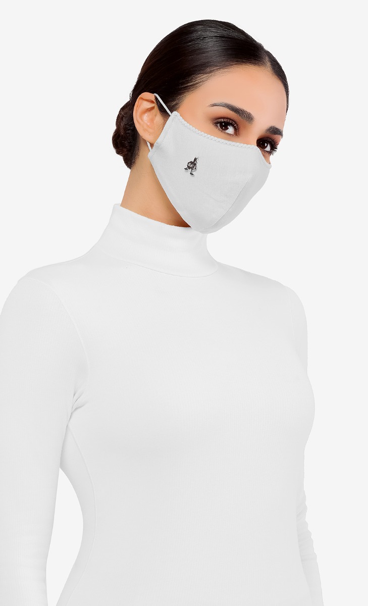 Jersey Face Mask (Ear-loop) in White Forest image 2