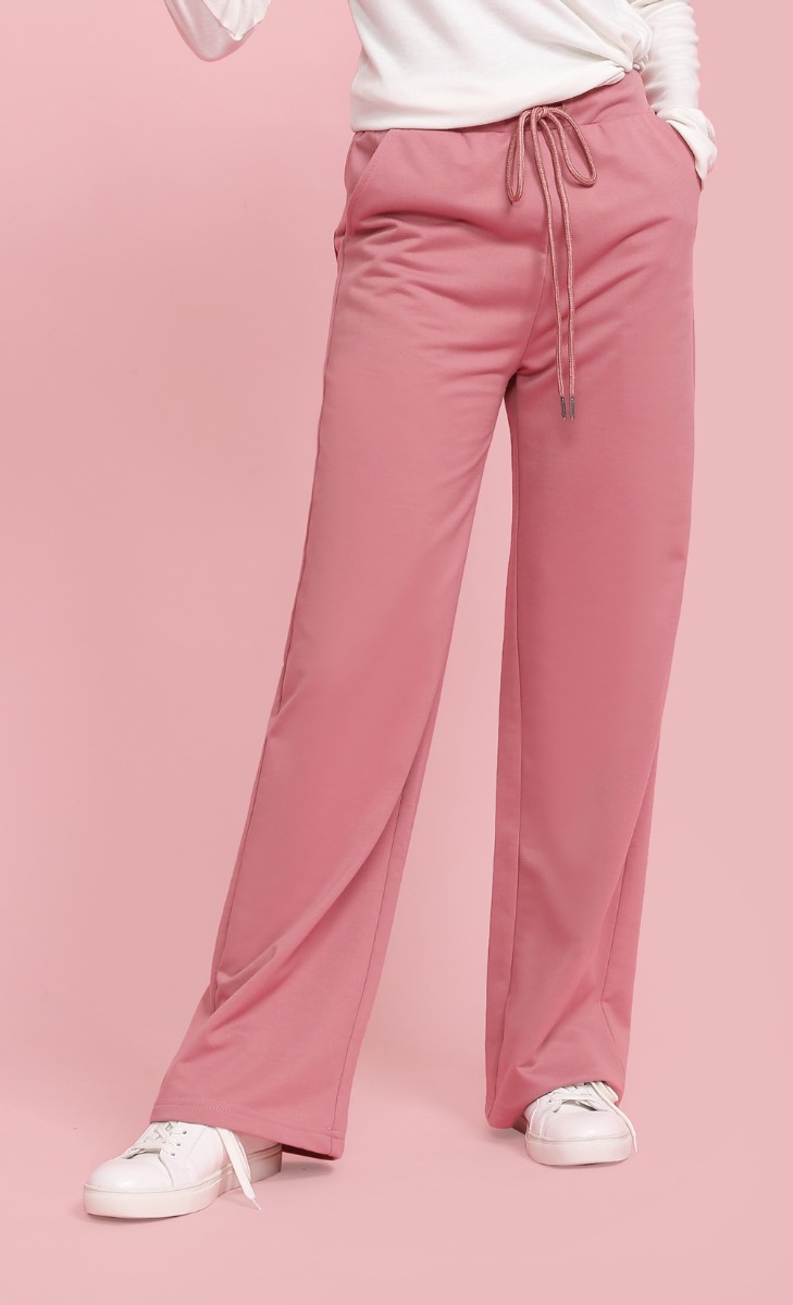 Wide Leg Pants in Dusty Pink | FashionValet