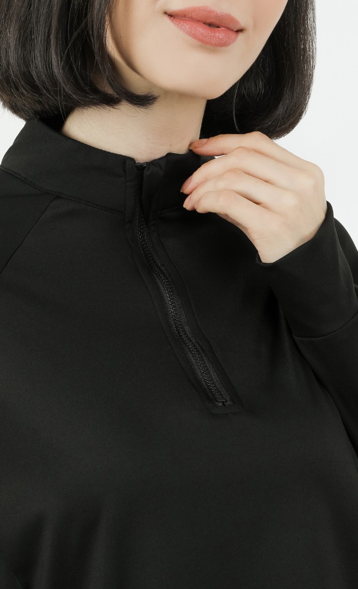 Zipped Running Top in Black image 2